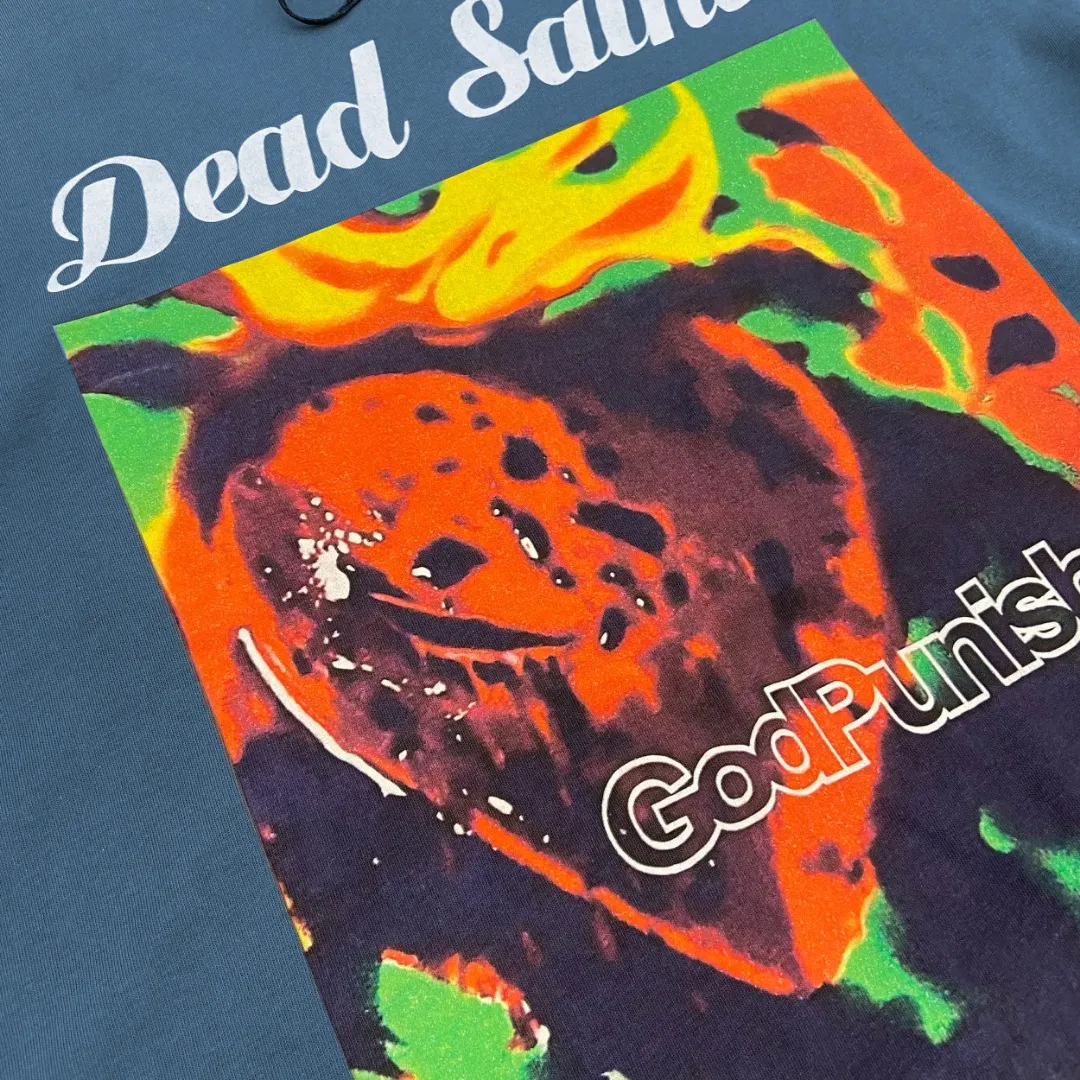 Saint Michael retro oil painting style printed round neck Vintage loose short-sleeved T-shirt. Digital white ink direct spray. The fabric is breathable and the pattern is three-dimensional and clear. Fabric: Double yarn 240g Style number: S895 Size: S-M-L-XL Color: Blue Price: P110